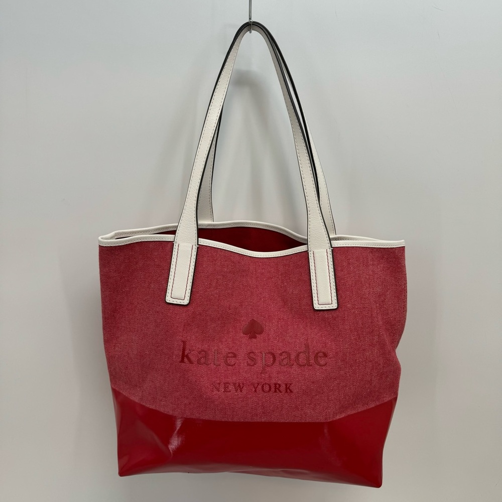 Kate Spade Ash Street Logo Tote Asphalt Red Triple Compartment - Picture 2 of 16